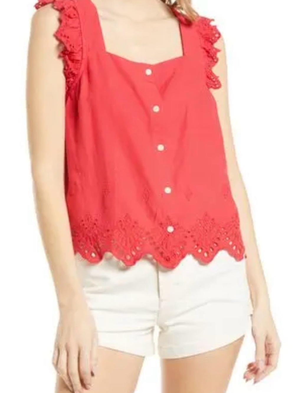 Madewell Red Eyelet Button-Front Camisole